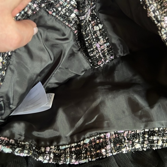 Girl's Badgley Mishka Chic Black Tweed 2-Piece Set with Tulle Skirt & Handbag 6X - Picture 7 of 9